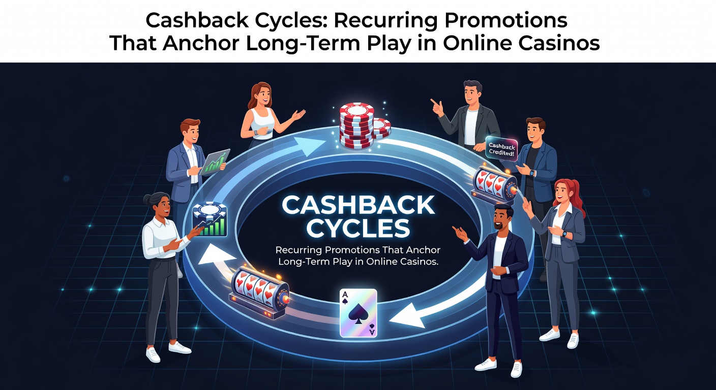 Visual representation of a cashback cycle chart showing weekly loss rebates turning into player credits in an online casino interface